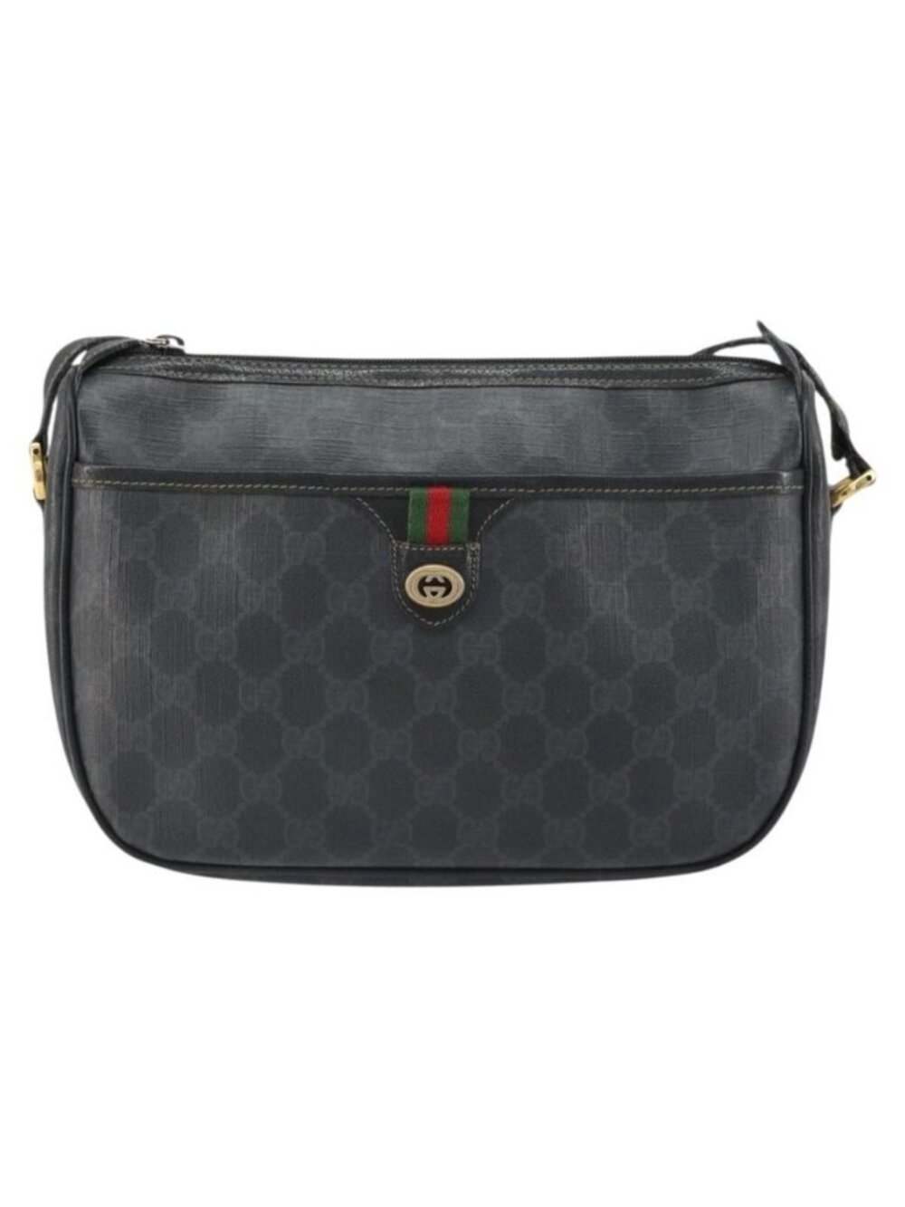 Authentic GUCCI GG Supreme Web Sherry Line Bag PVC Black Gold 89 02 077 - Picture 5 of 16